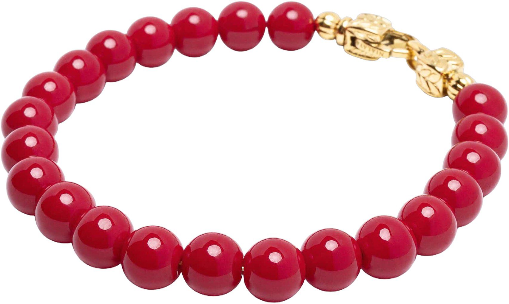 Red Jade Healing Bracelet with Gold Lock