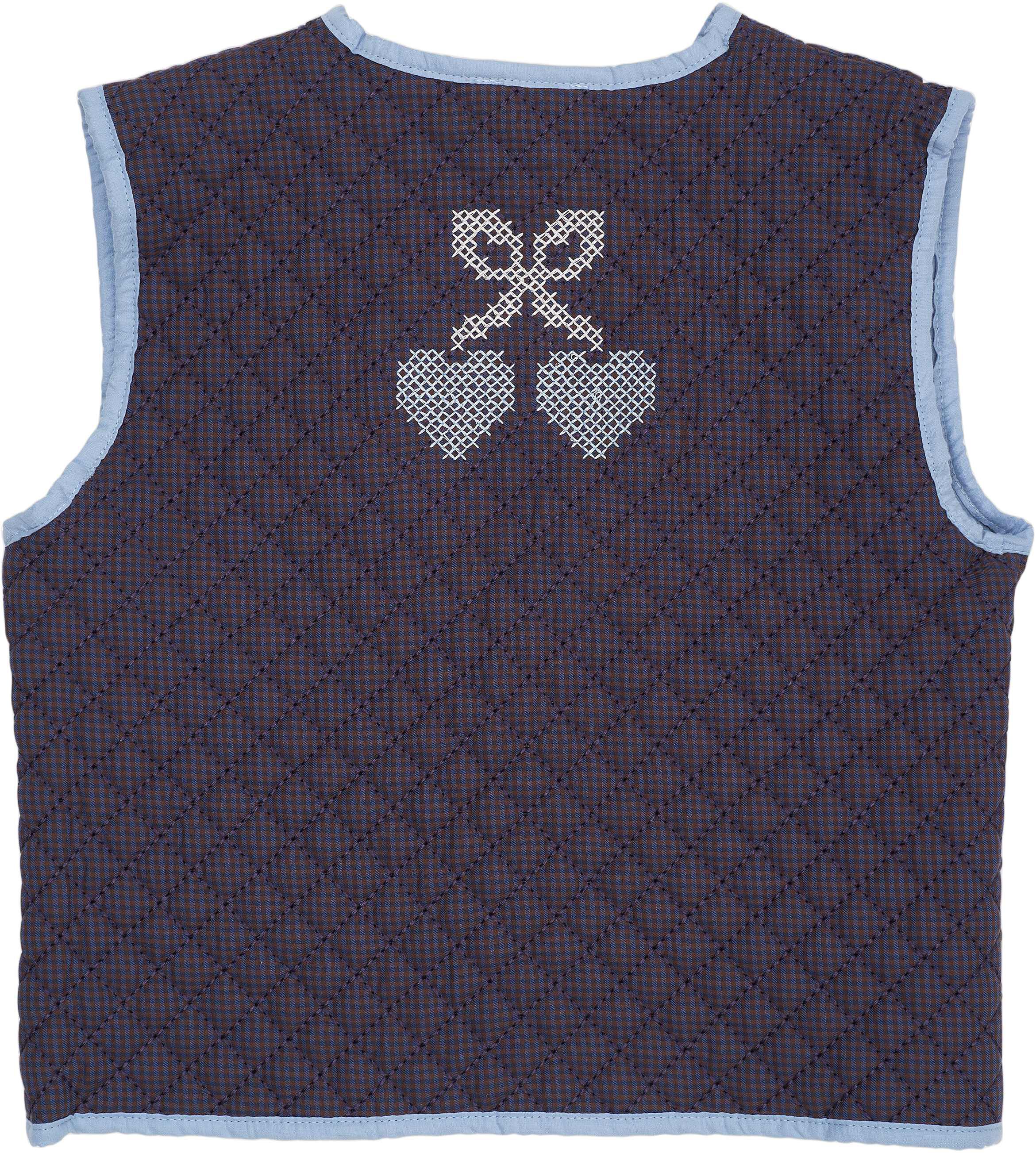 CHECKERED QUILTED VEST W. EMB.