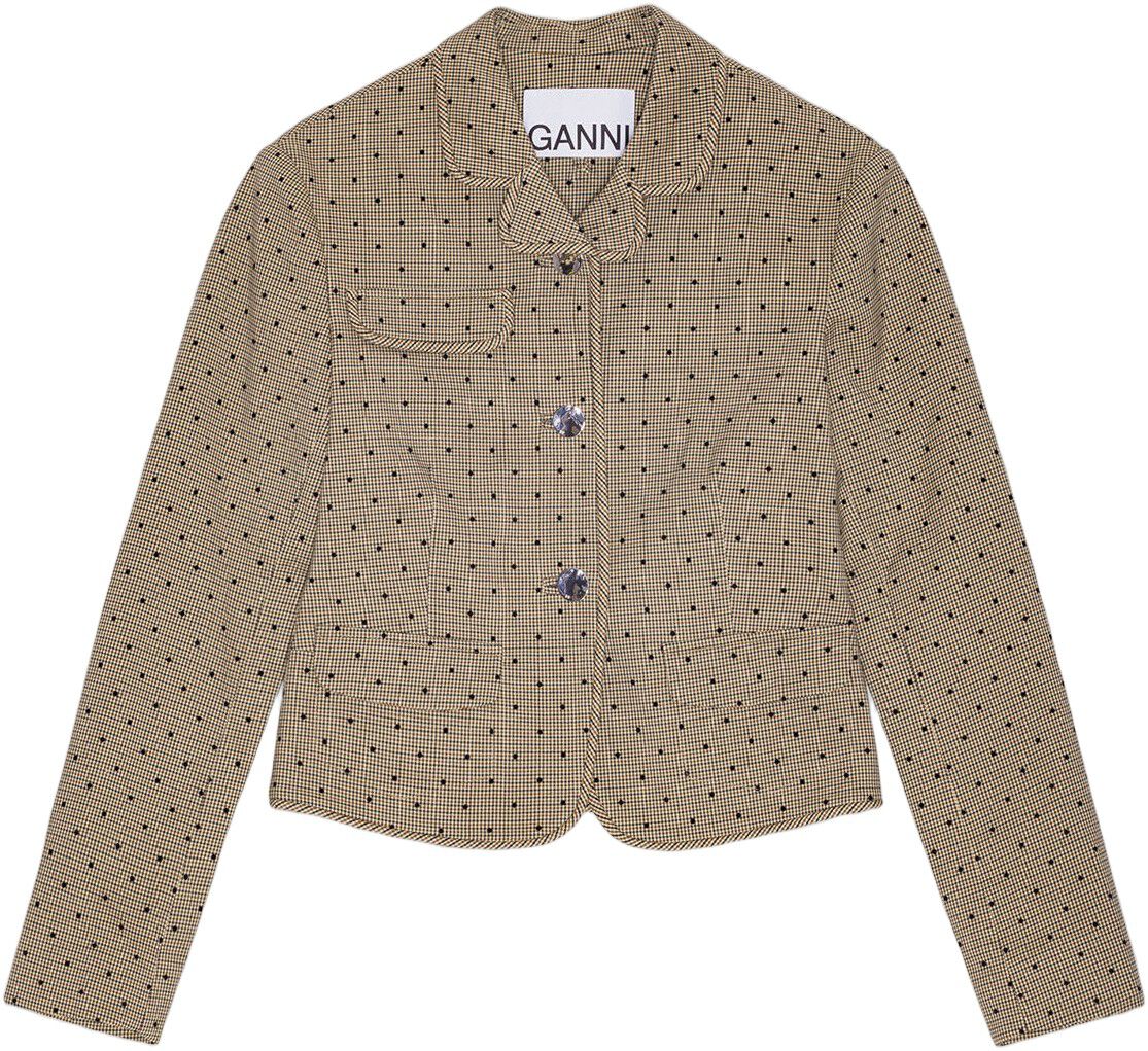 【送料&関税込】Ganni Flock Check Suiting Blazer Tiger's Eye Flock Check Suiting Blazer | GANNI US