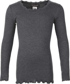 Silk t-shirt regular ls w/ lace