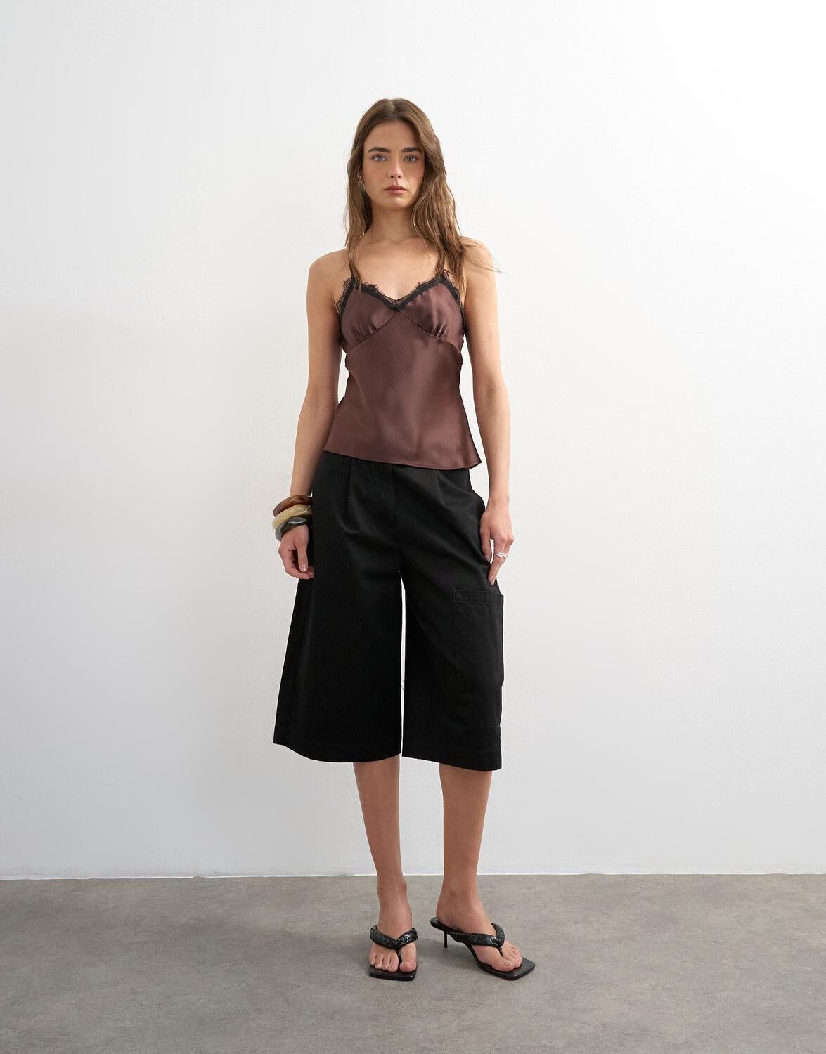 TSNAOMI LACE TRIM SATIN CAMI TOP WV