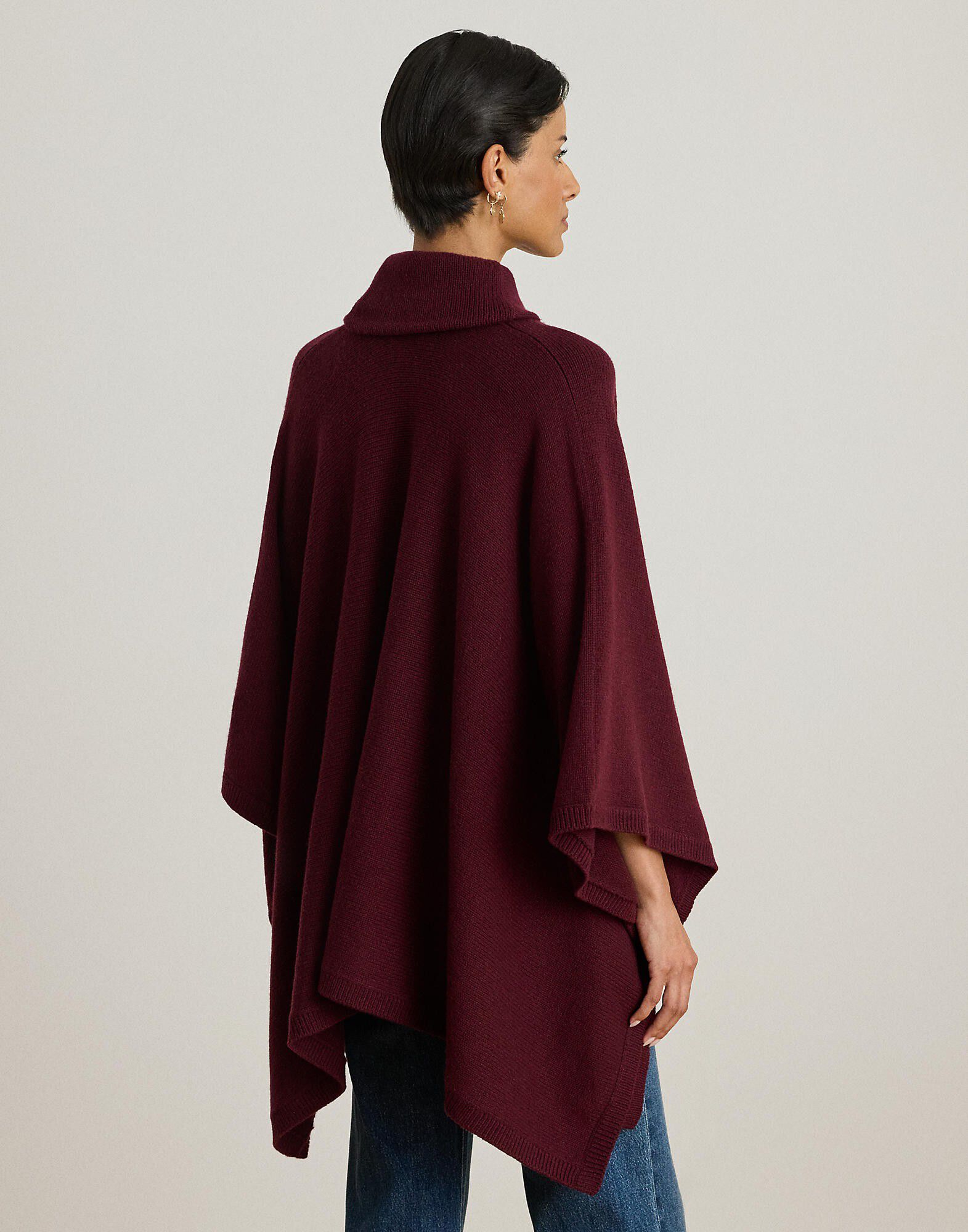 Buckle-Trim Wool-Blend Sweater Poncho