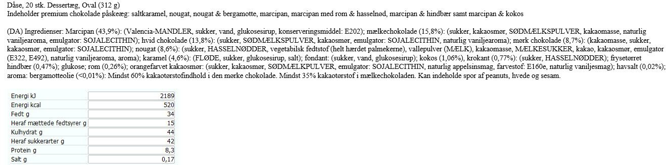 OVAL P&Aring;SKE&AElig;SKE m/ 20 fyldte chokolade&aelig;g
