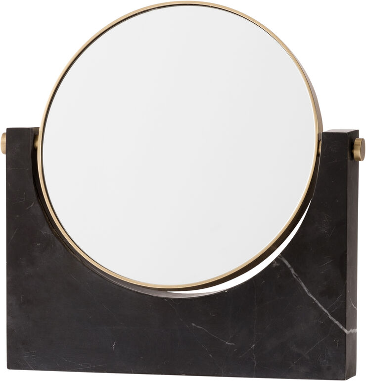 Pepe Marble Mirror, Brass/Black