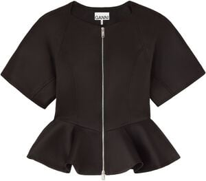 Duchesse Satin Peplum Zip Blouse