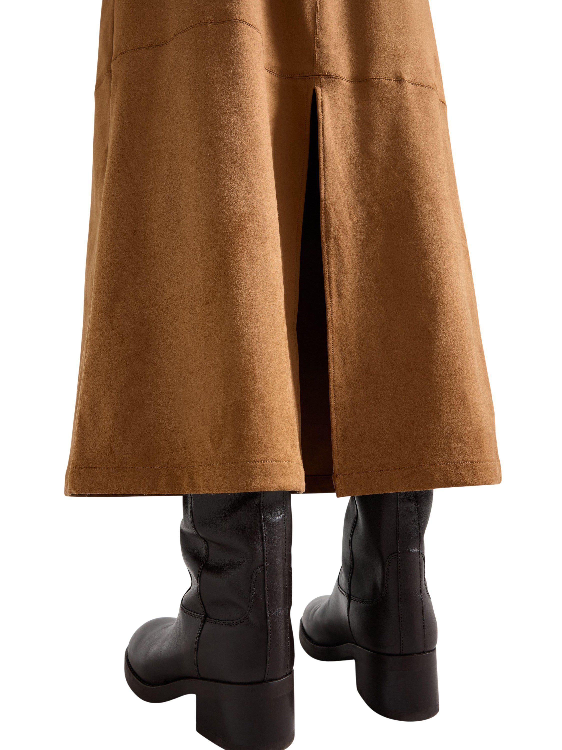 Midi skirt in soft imitation suede