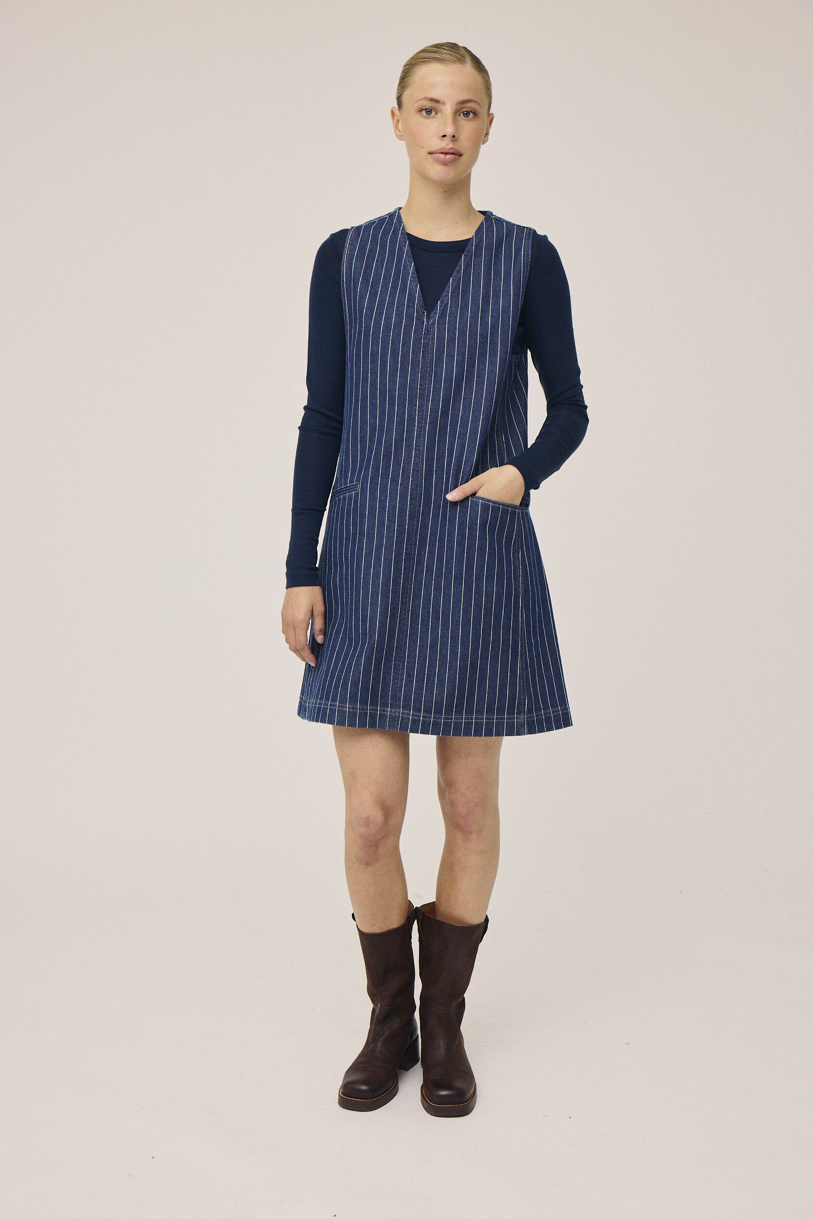 Cleo 15 Spencer denimkjole - 100% &Oslash;kologisk bomuld GOTS