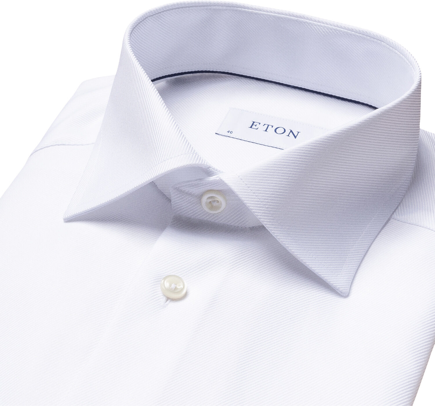 Slim Fit White Textured Twill Shirt - French Cuff