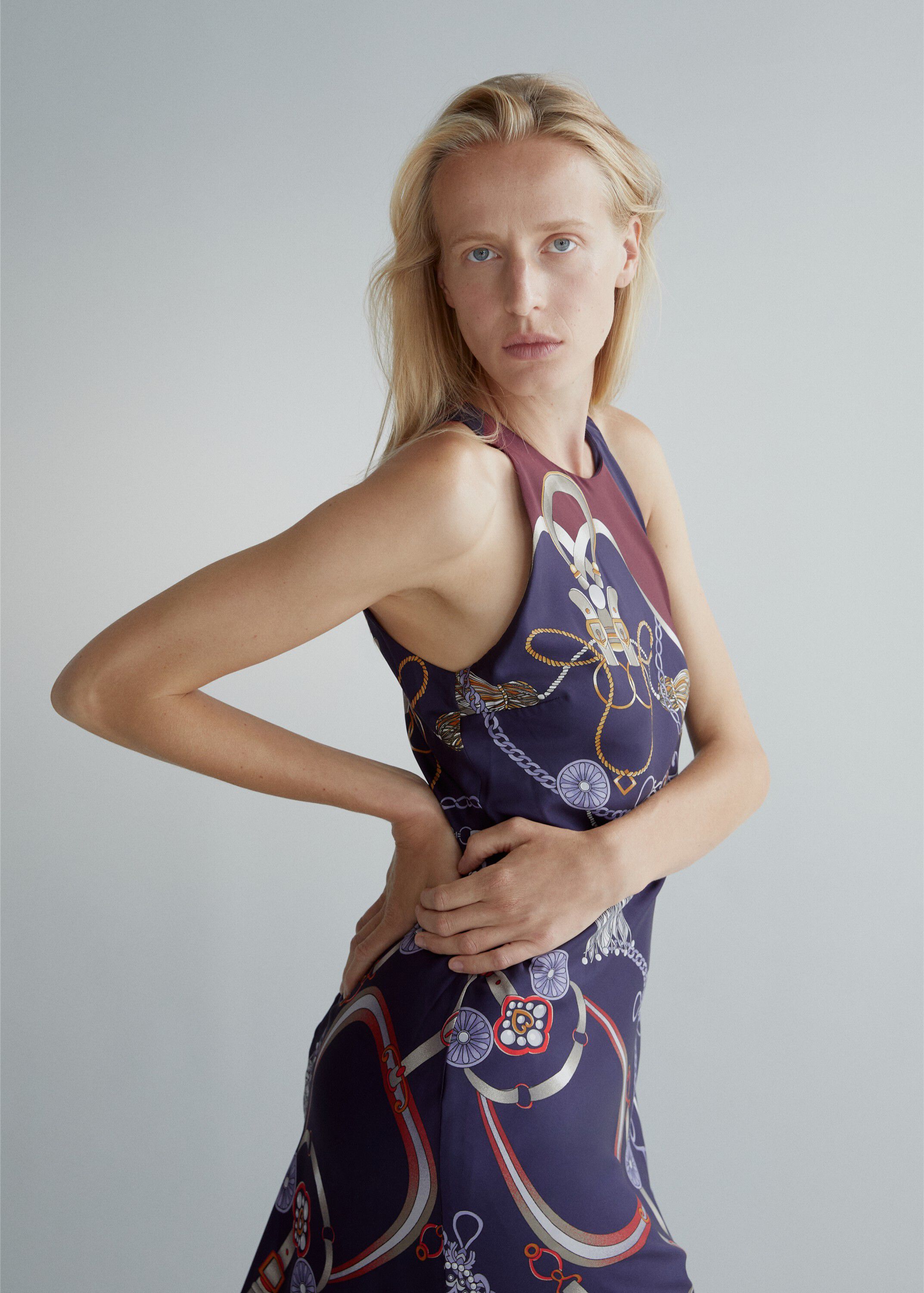 Chain print halter dress