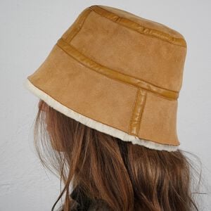 NANGA - DOUBLE FACE SHEARLING HAT WITH LEATHER DETAILS
