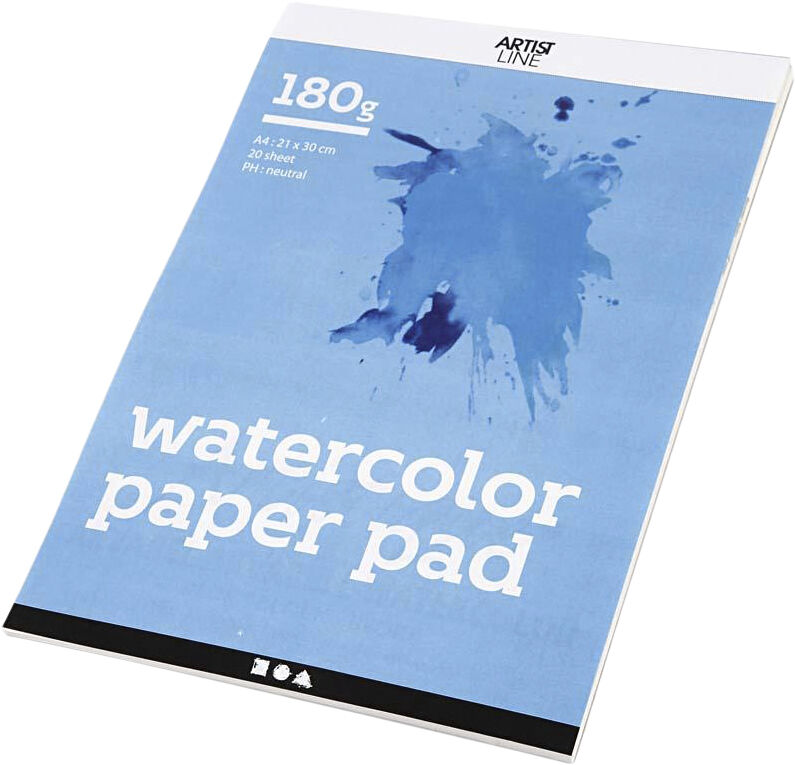 Akvarelblok, A4, 20 ark