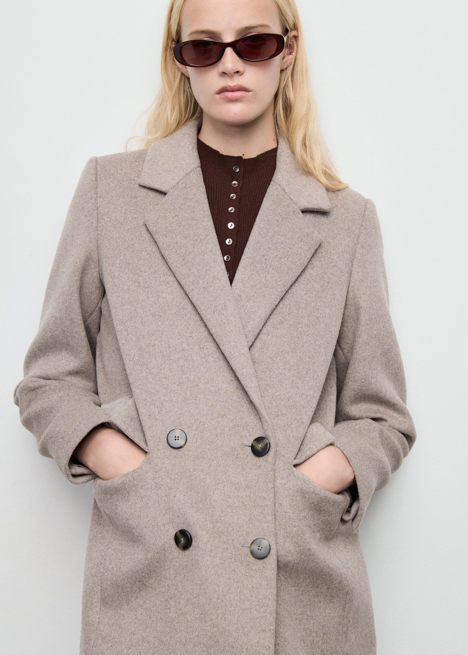 Double-breasted wool coat