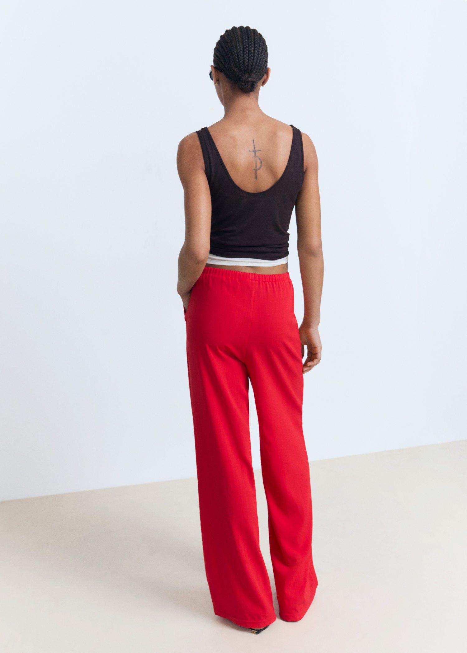 Drawstring straight trousers