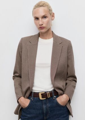 Micro-houndstooth double-breasted j
