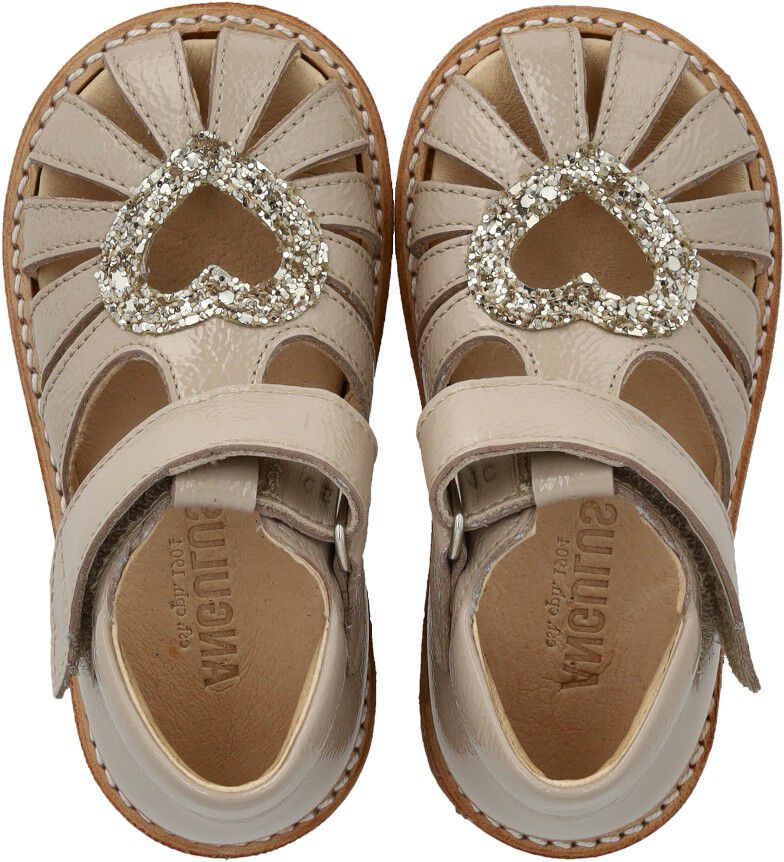 Hjertesandal med glitter og velcrolukning