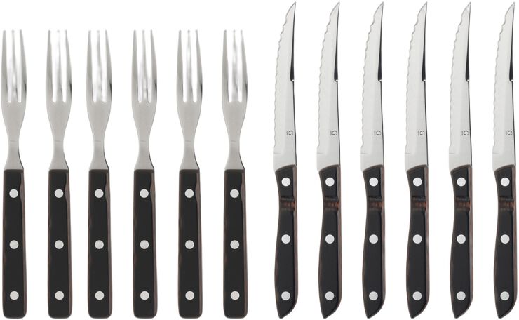 Steakbestik/grillbestik Old farmer classic 12 dele Træ/Stål