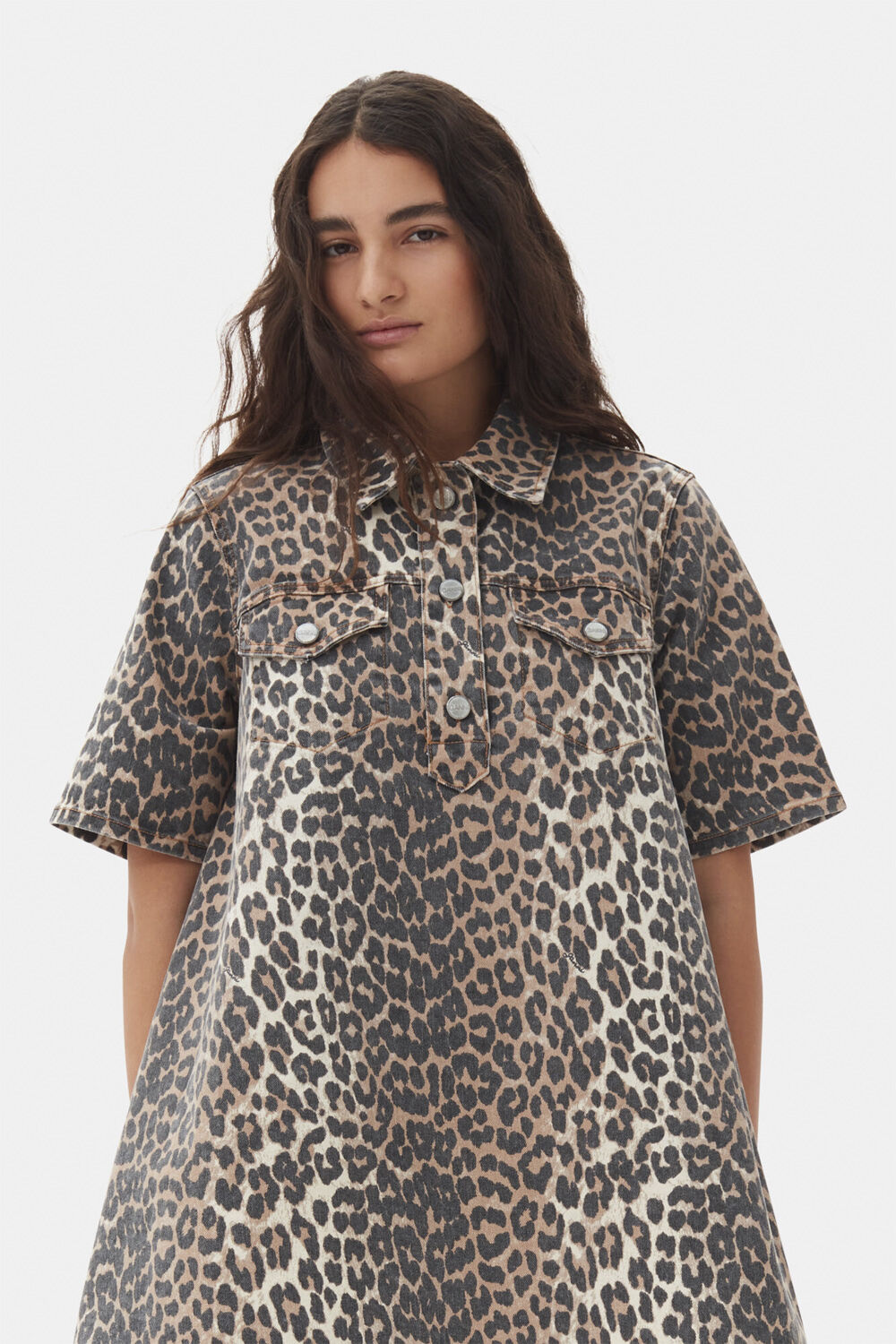 Print Denim Mini Dress