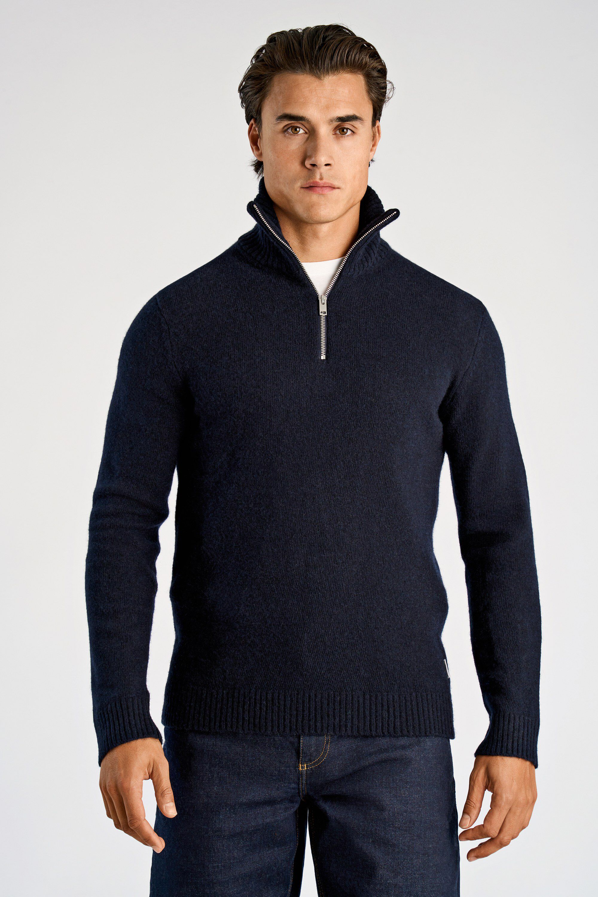 Lambswool half zip knit