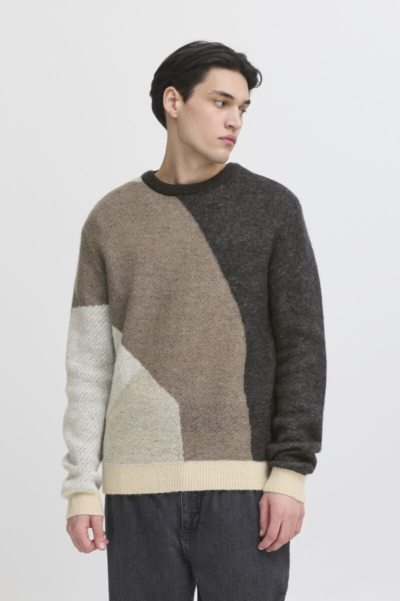 Cfnoe Geometric Crew Neck Knit
