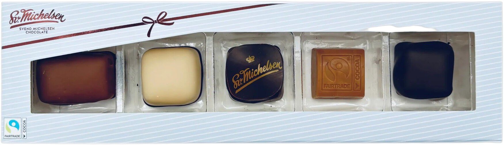 5 stk fyldt chokolade i &aelig;ske