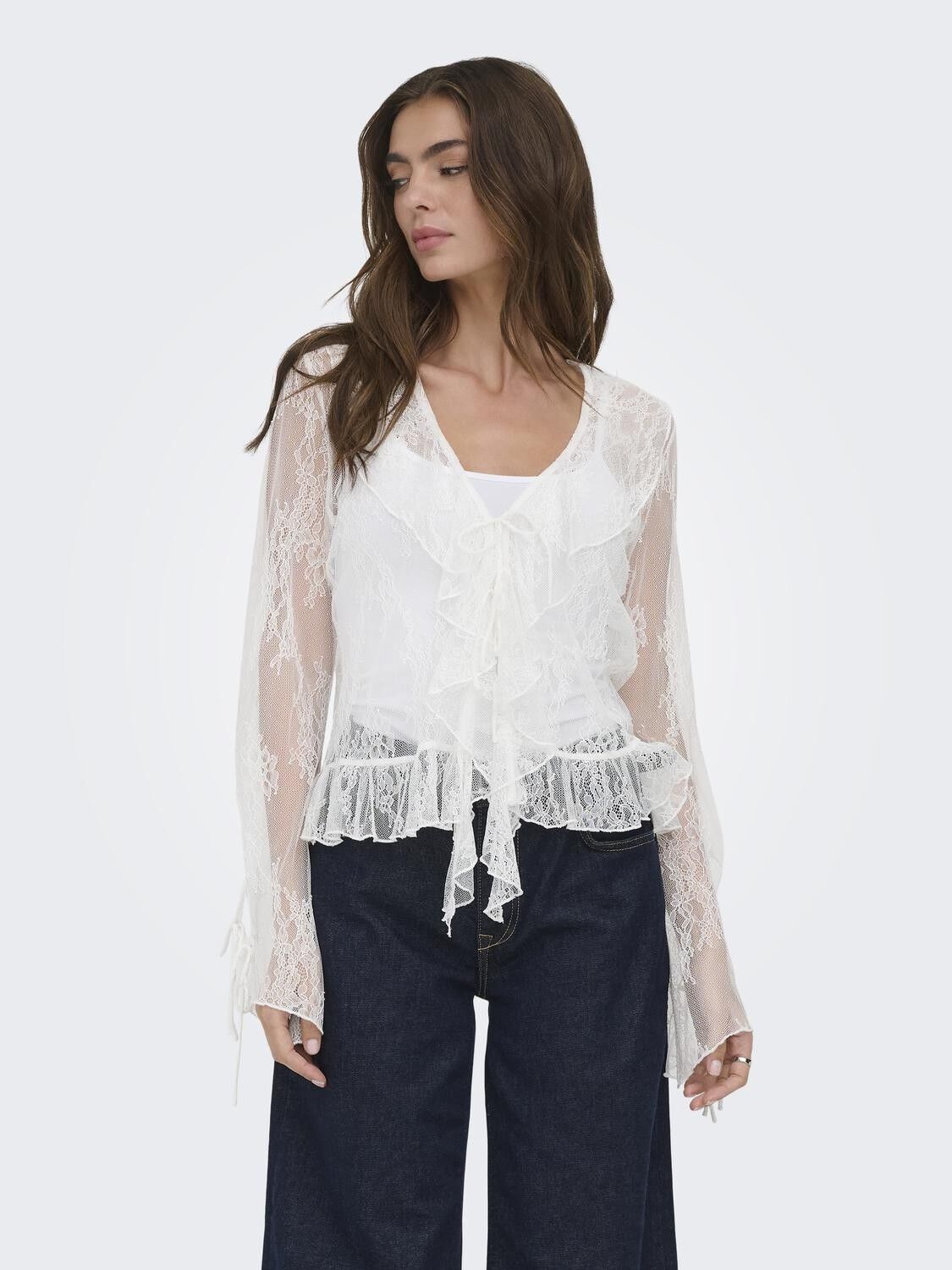 ONLCALIBEA L/S RUFFLE TOP WVN EX