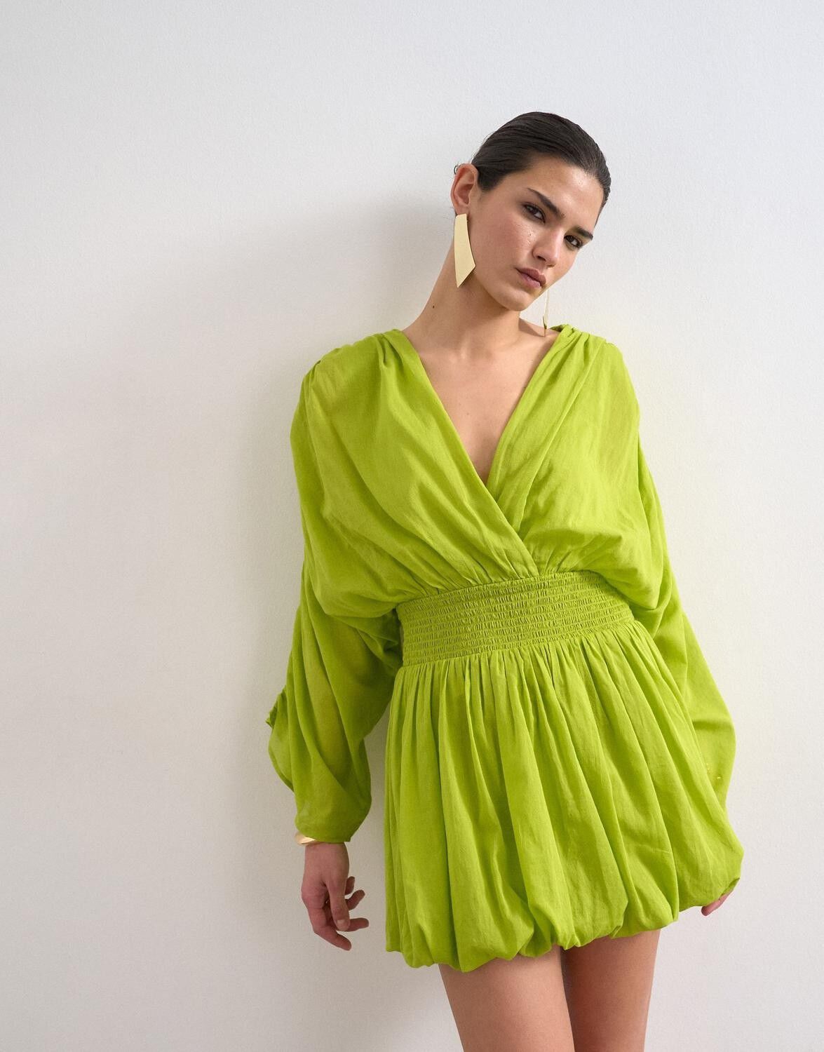 TSNOVA LS BUBBLE HEM MINI DRESS WVN