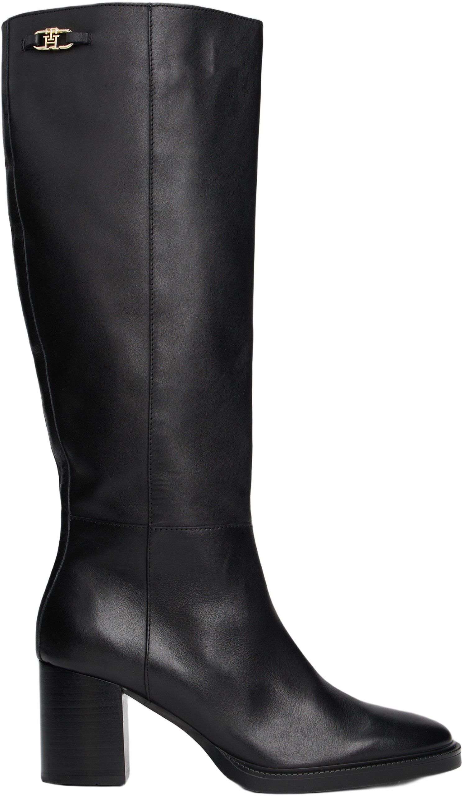 STACKED HEEL LEATHER LONG BOOT