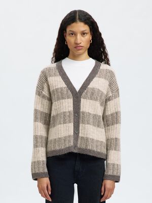 SLFALVA LS KNIT STRIPE V-CARDIGAN