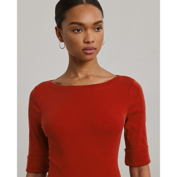 Stretch Cotton Boatneck Tee