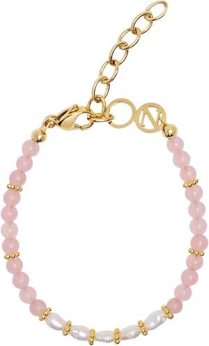 Women's Beaded Bracelet with Pink Opal and Mini Pearls