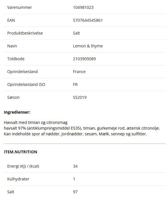 Salt, Lemon & thyme, 320 g