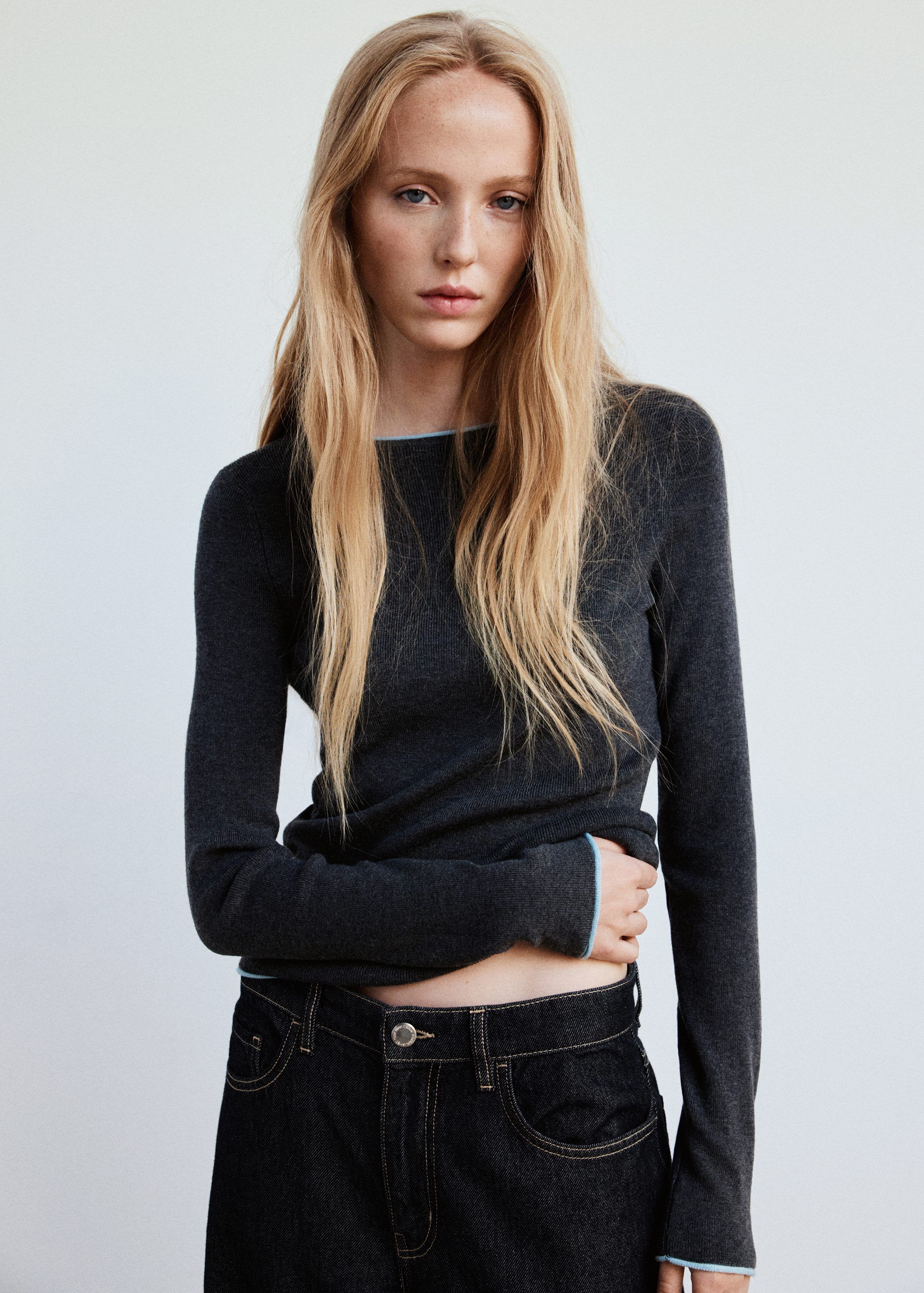 Ribbed knit jumper with contrast ed