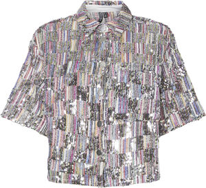 PCNAINA 2/4 SHORT SEQUINS SHIRT WVN