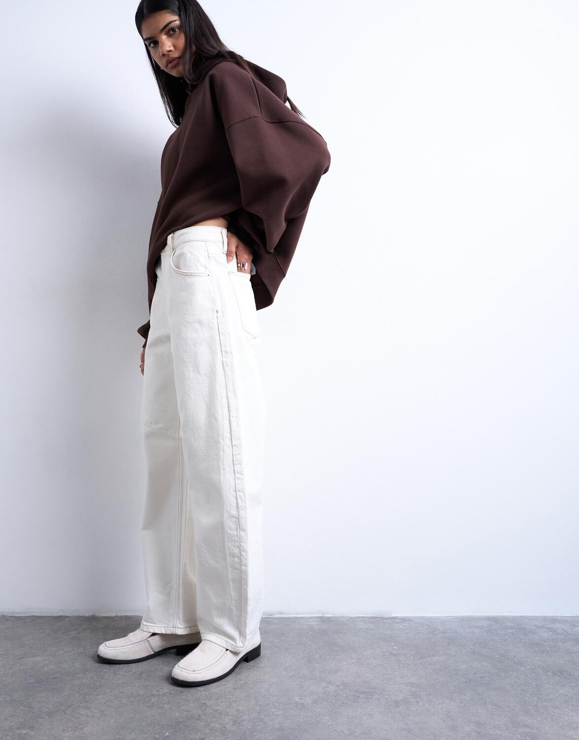 TSBARREL HIGH RISE DENIM JEANS BONE