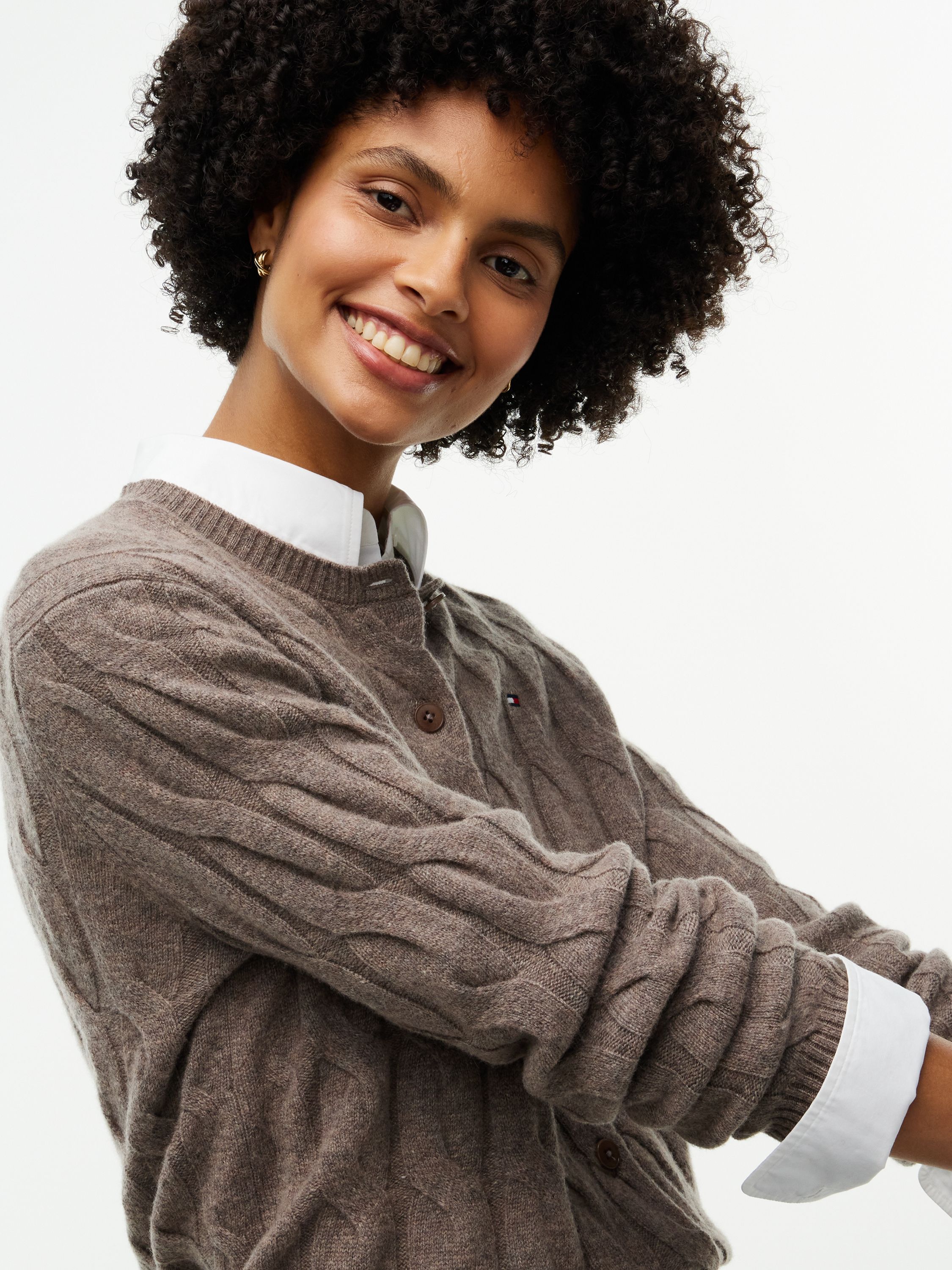 Pure Wool Cable Knit Slim Cardigan