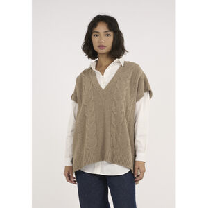 Oversize cable knit vest - GOTS