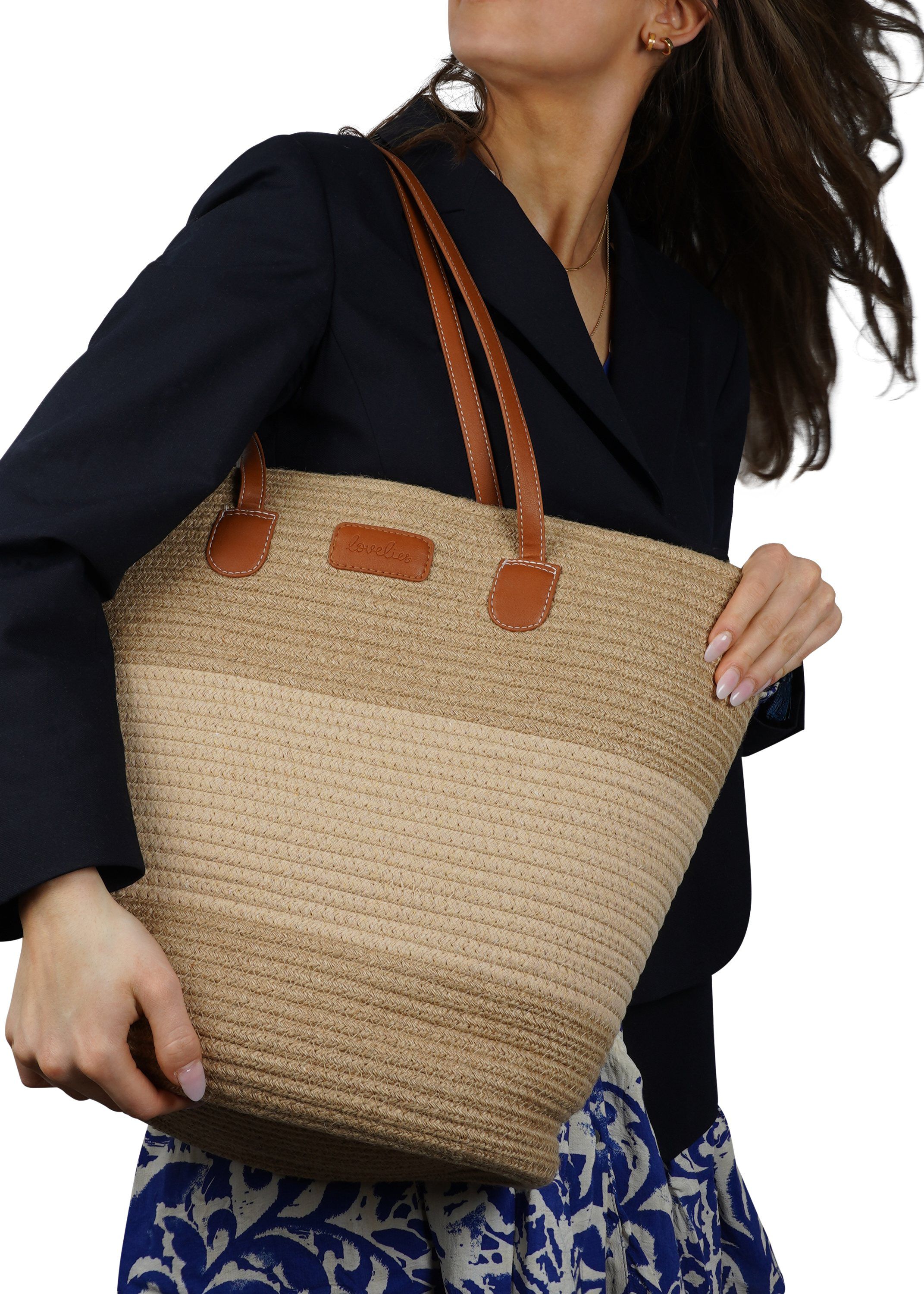 SIMIUS - BEACH BAG W/ PU HANDLES - 45 x 40 CM