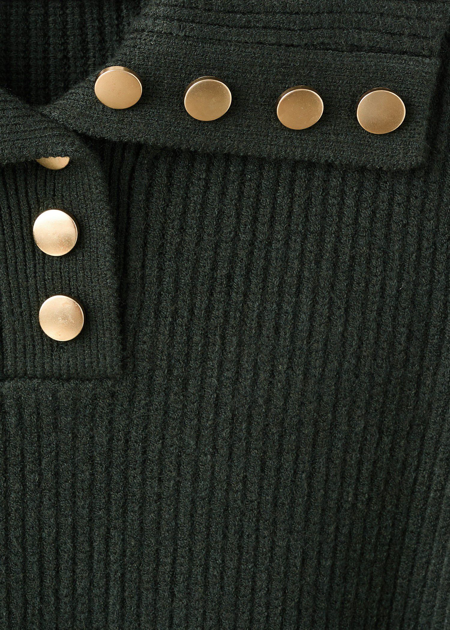 Ribbed polo-neck sweater with butto