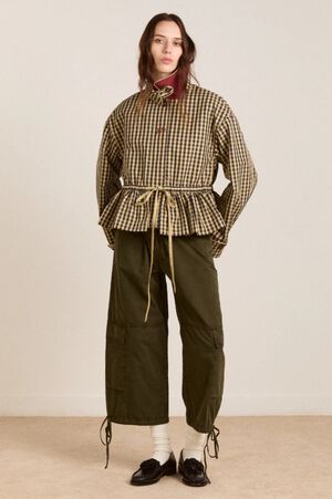 MYRTLE TRENCH COAT - NAVY GINGHAM