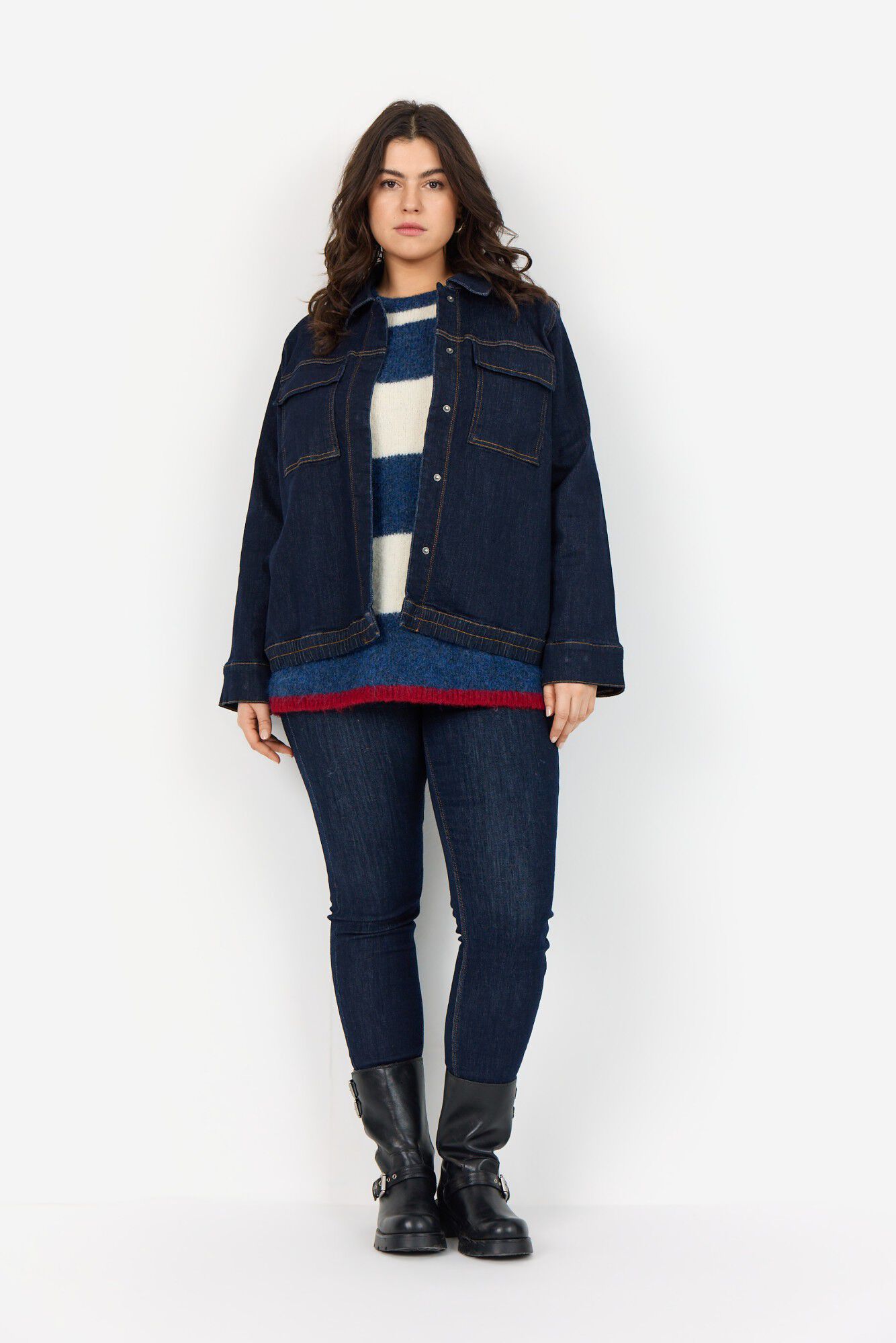 Curvy WA-JENIFER 8 Jakke M&oslash;rk denim