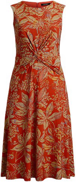 Floral Twist-Front Stretch Jersey Dress