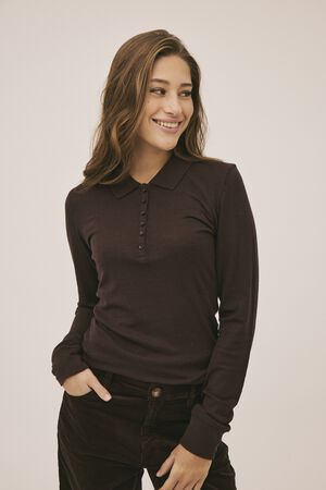 Cilla 12 Langærmede polo strik - 100% Merino uld RWS