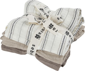 Stofbleer, 3 stk. , cream stripe, beige