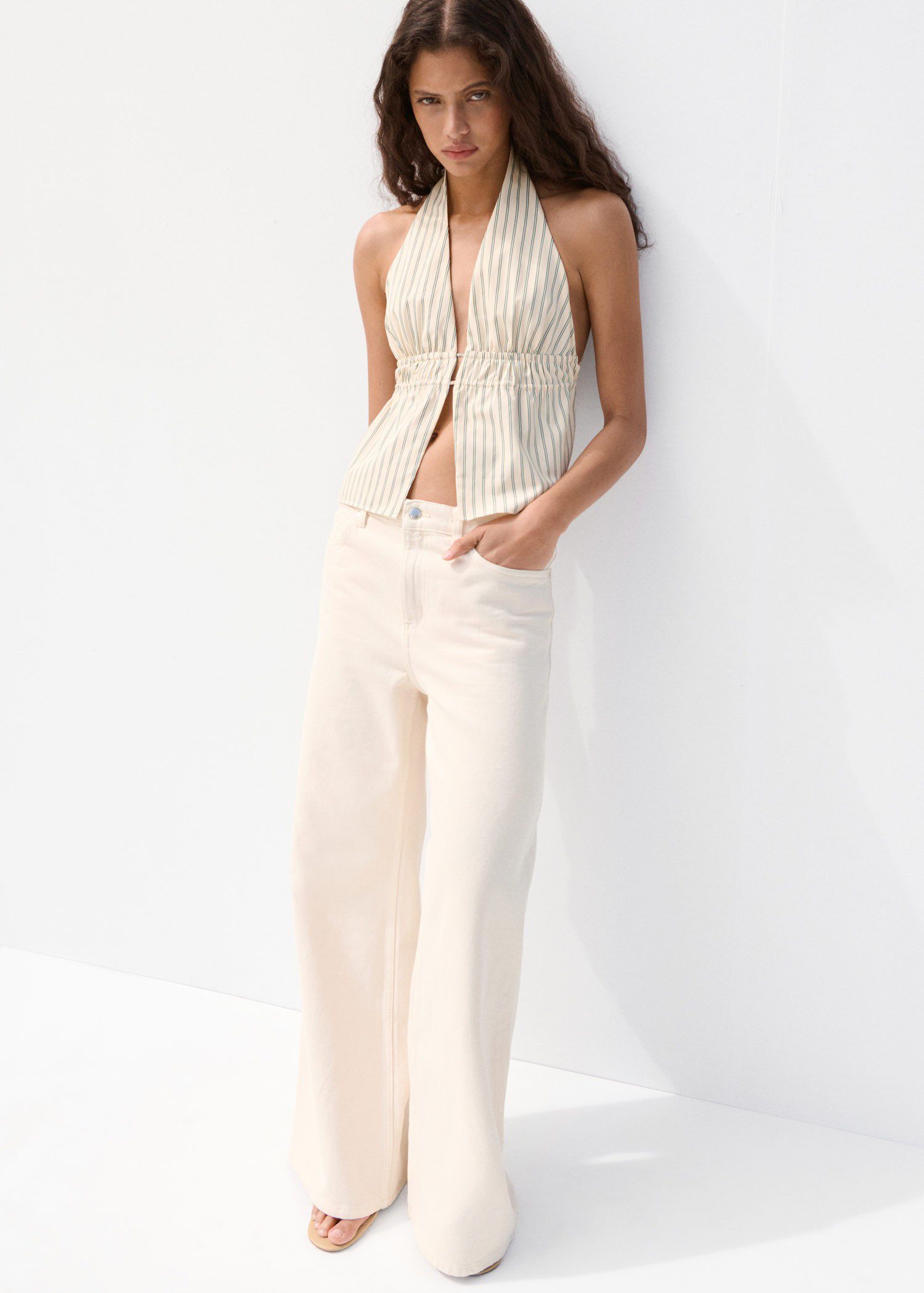 Striped halter-neck top