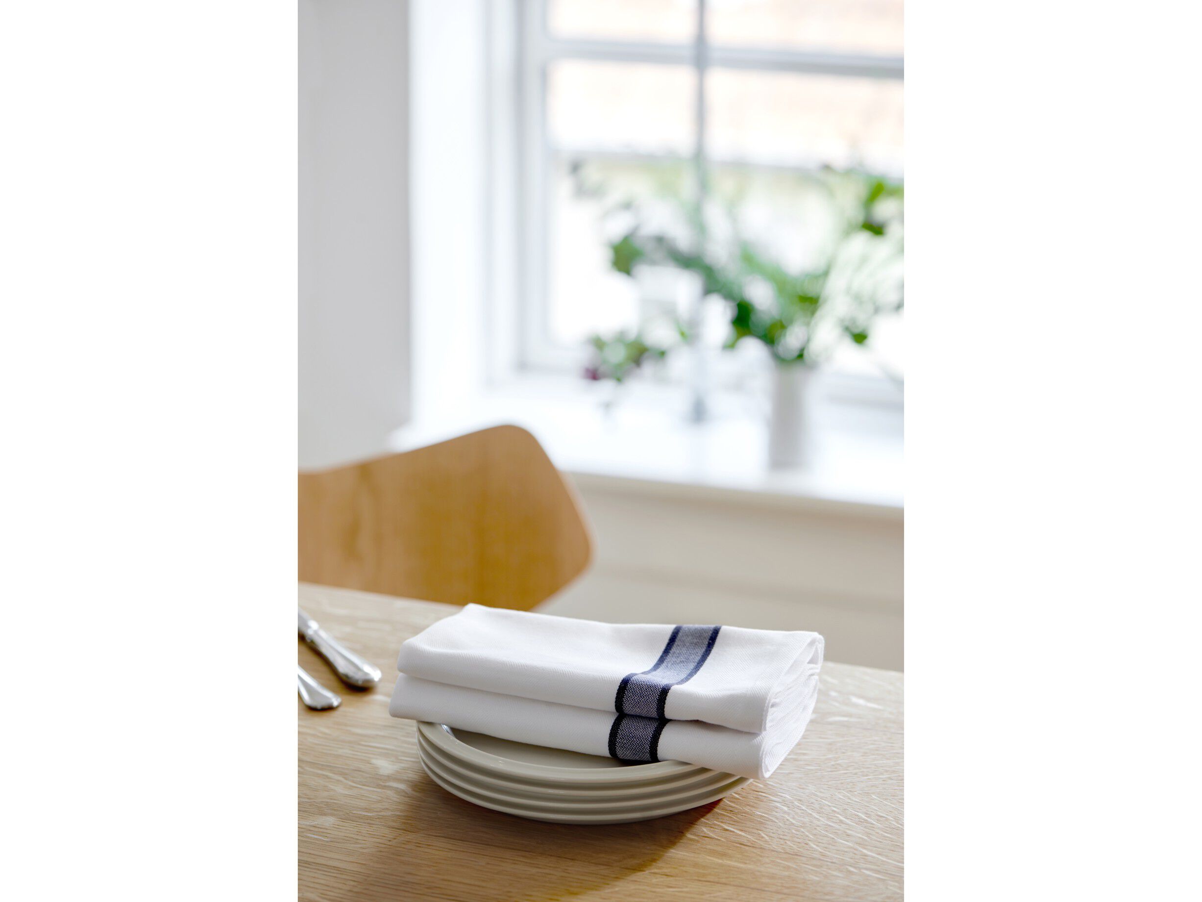 Stofserviet Pillivuyt 45 x 45 cm Gr&oslash;n/Hvid 100% ny bomuld