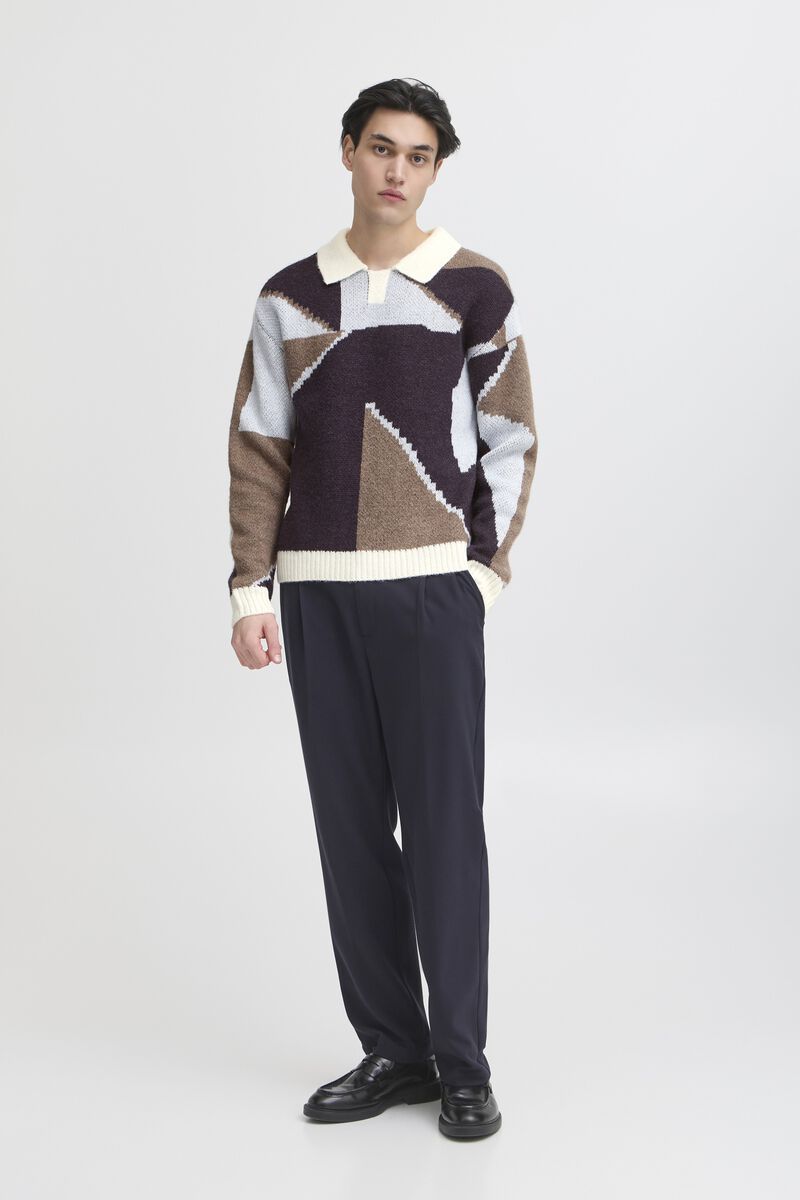 Cfbirk Geometric Knit With Polo Col