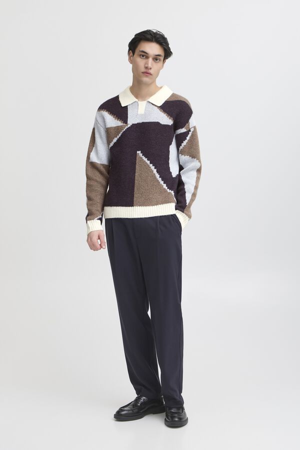 Cfbirk Geometric Knit With Polo Col