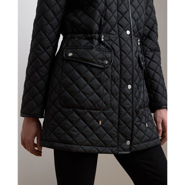 Crest-Patch Diamond-Quilted Anorak