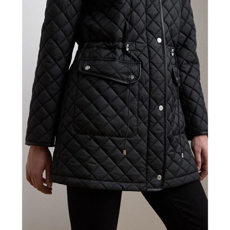 Crest-Patch Diamond-Quilted Anorak