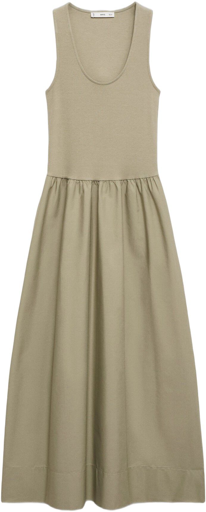 Flared dress in combined fabric